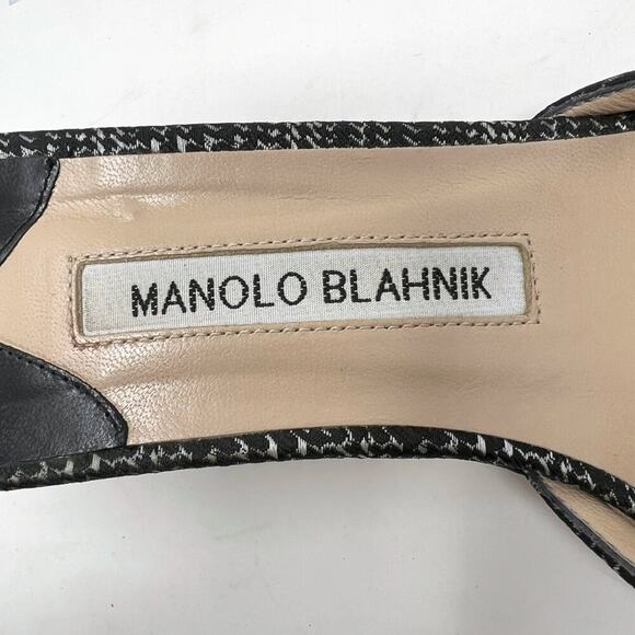 Manolo Blahnik Pointed Houndstooth Mule Pumps Size 41 US 11 - Picture 6 of 8